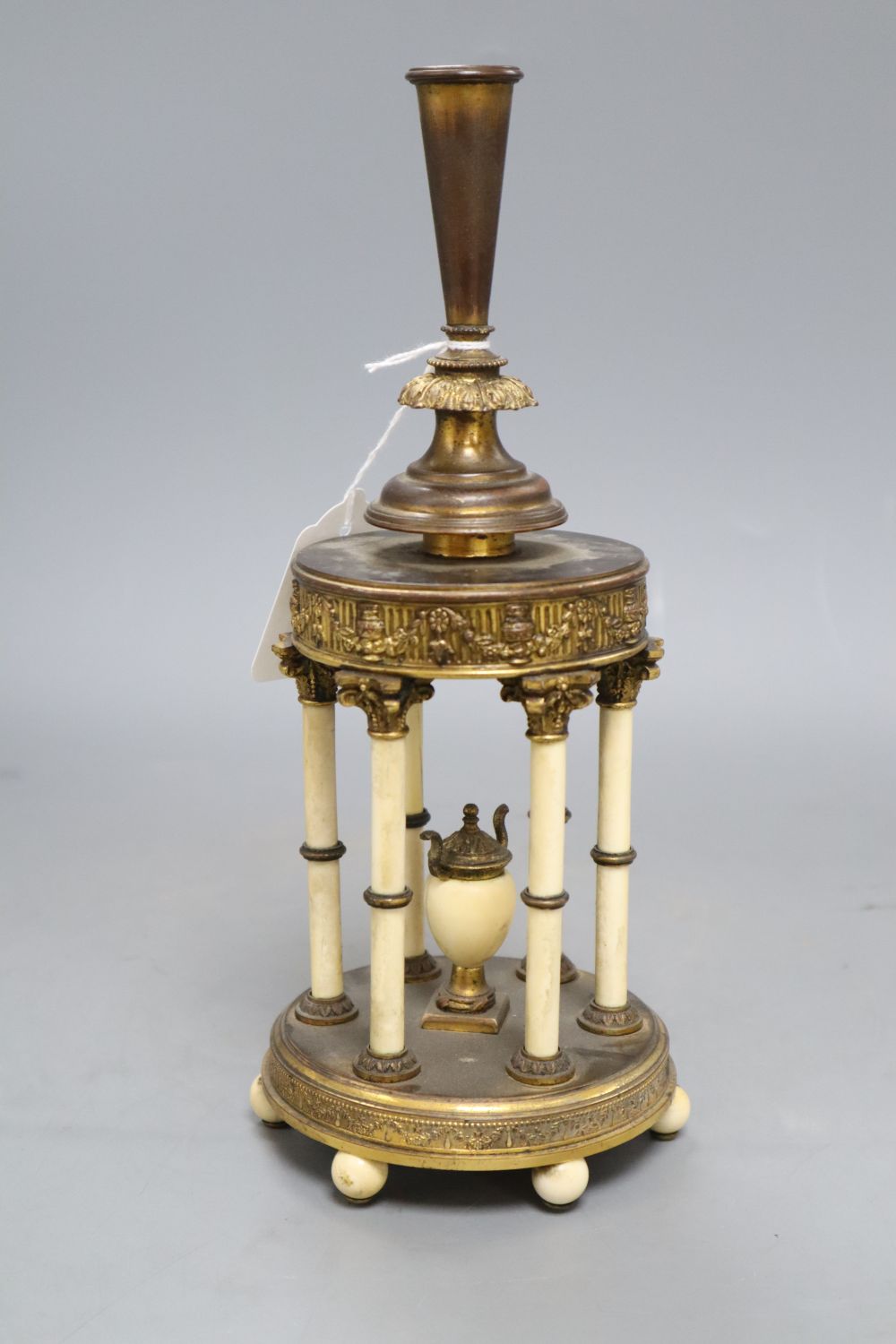 A French ivory and gilt centrepiece posy holder, c.1900, 26.5cm